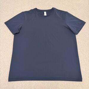 Alo Yoga Conquer Reform Crewneck Short Sleeve Mens XL Navy Blue Shirt